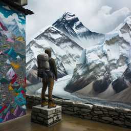 someone gazing at Mount Everest, graffiti generated by DALL·E 2
